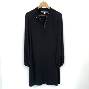 Diane Von Furstenberg Black Zip Long Sleeve Dress